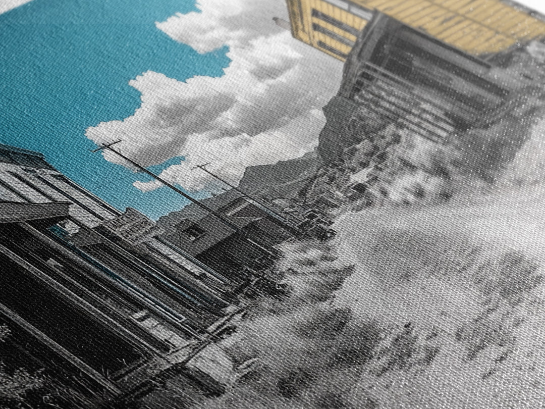 Abandoned Ghost Town Canvas Print Rustic Wall Art Western Landscape Painting Wabi Sabi Art Above Couch Art Extra Wide Horizontal Art