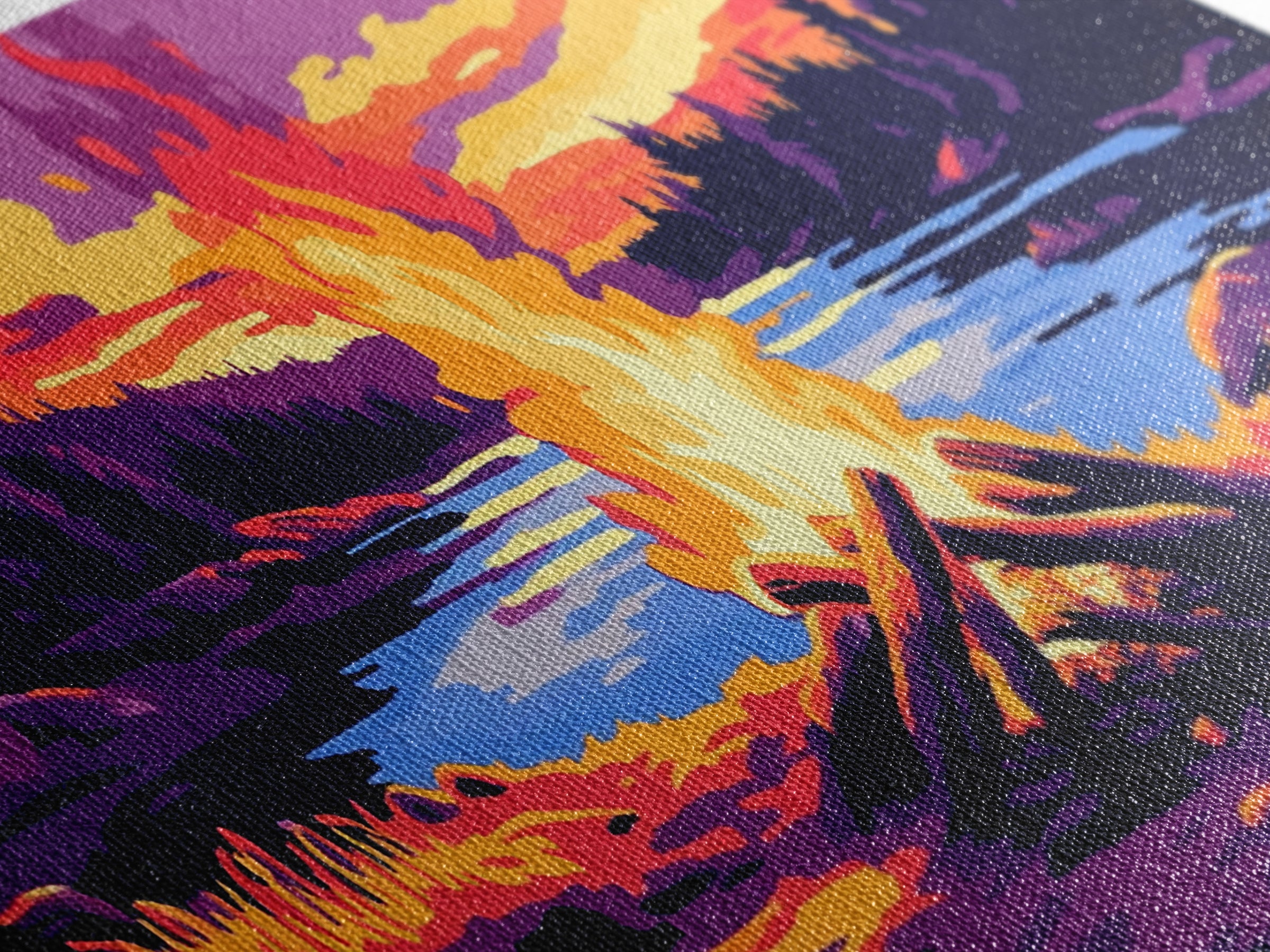 Campfire, lake sunset, rustic art, outdoor decor, cozy cabin wall art, smoky mountain art, framed canvas print, horizontal wall art