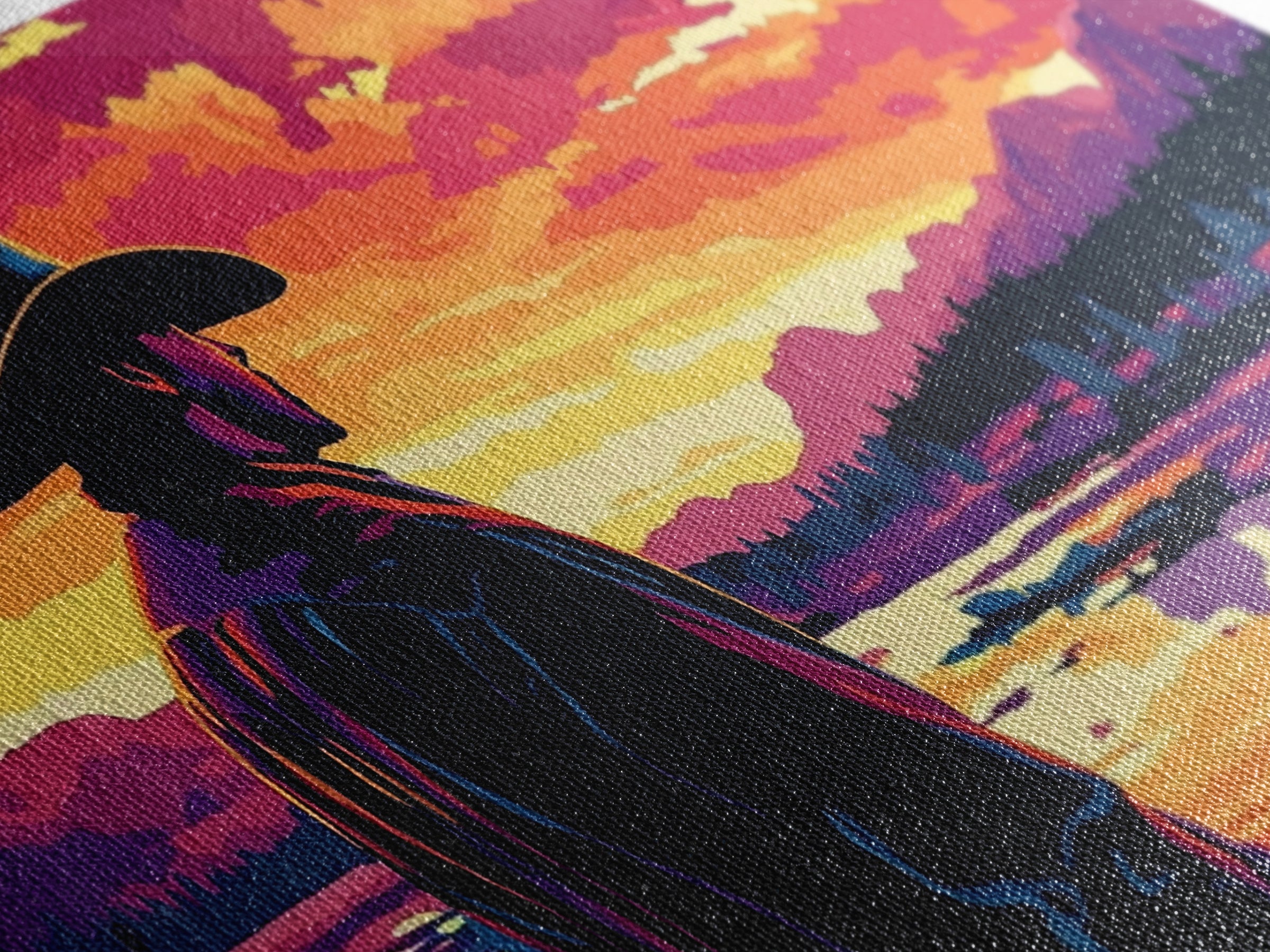 Cowboy Silhouette, Western Art, Southwest Wall Art, Rustic Decor, Moody Art, Framed Canvas Print, Gift Idea, Panoramic Art, Horizontal Wall Art