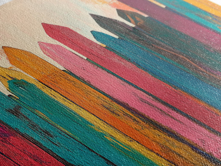 Rustic Fence Art, farmhouse art, rustic wall art, wabi sabi art, colorful wood painting, extra wide art, canvas print, southwestern decor