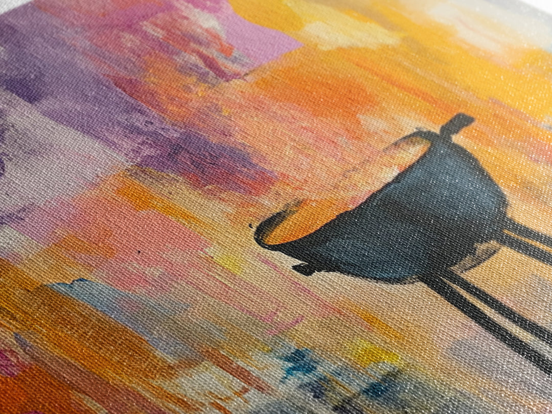 Campfire Art, Rustic Decor, Wild West Painting, Moody Wall Art, Extra Wide Art, Cozy Home Decor, Autumn Painting, Framed Canvas Print