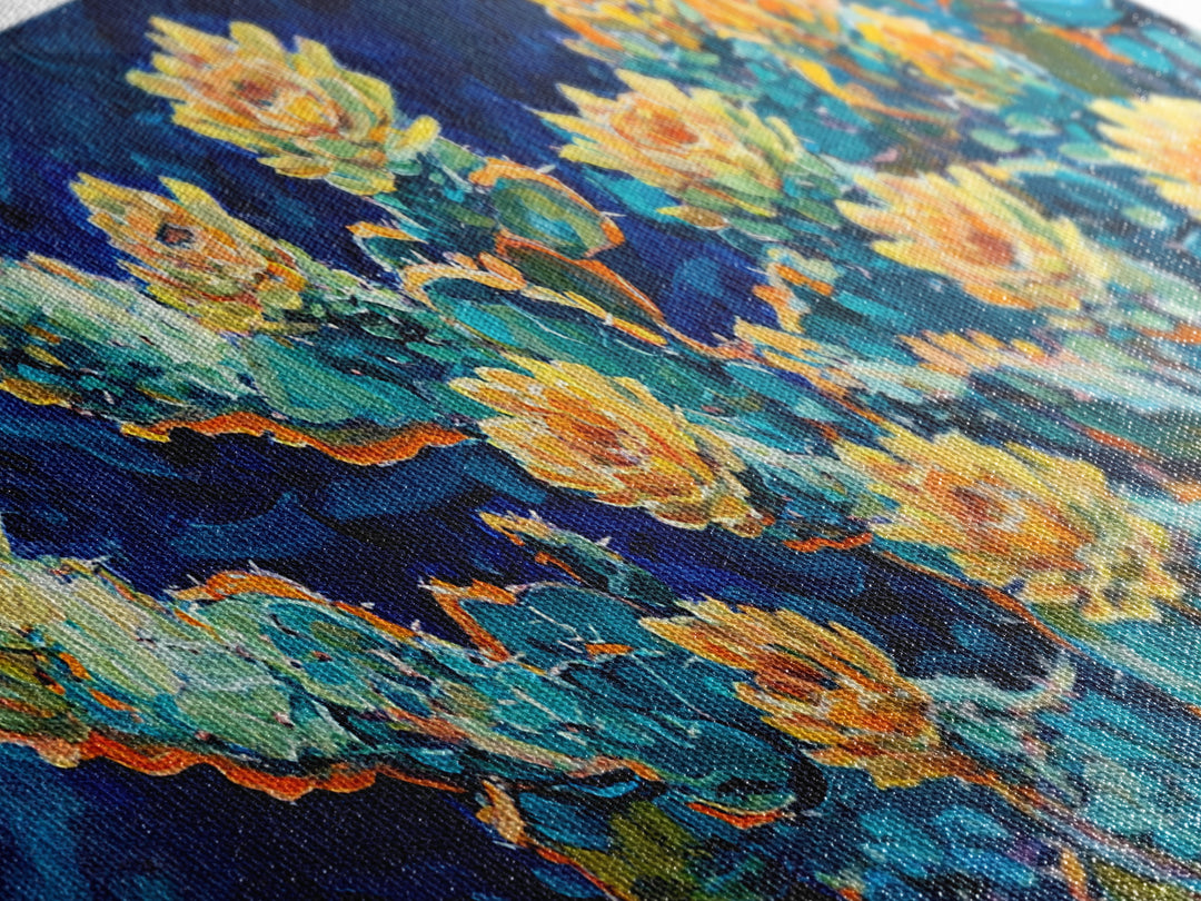 Cactus Bloom, Desert Flowers, Southwest Wall Art, Botanical Prints, Boho Art, Extra Wide Art, Bright Home Decor, Framed Canvas Print