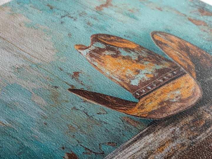 Cowboy Hat Art, Framed Canvas Print, Rustic Decor, Southwest Wall Art, Extra Wide Art, Farmhouse Art, Moody Art, Western Wall Art