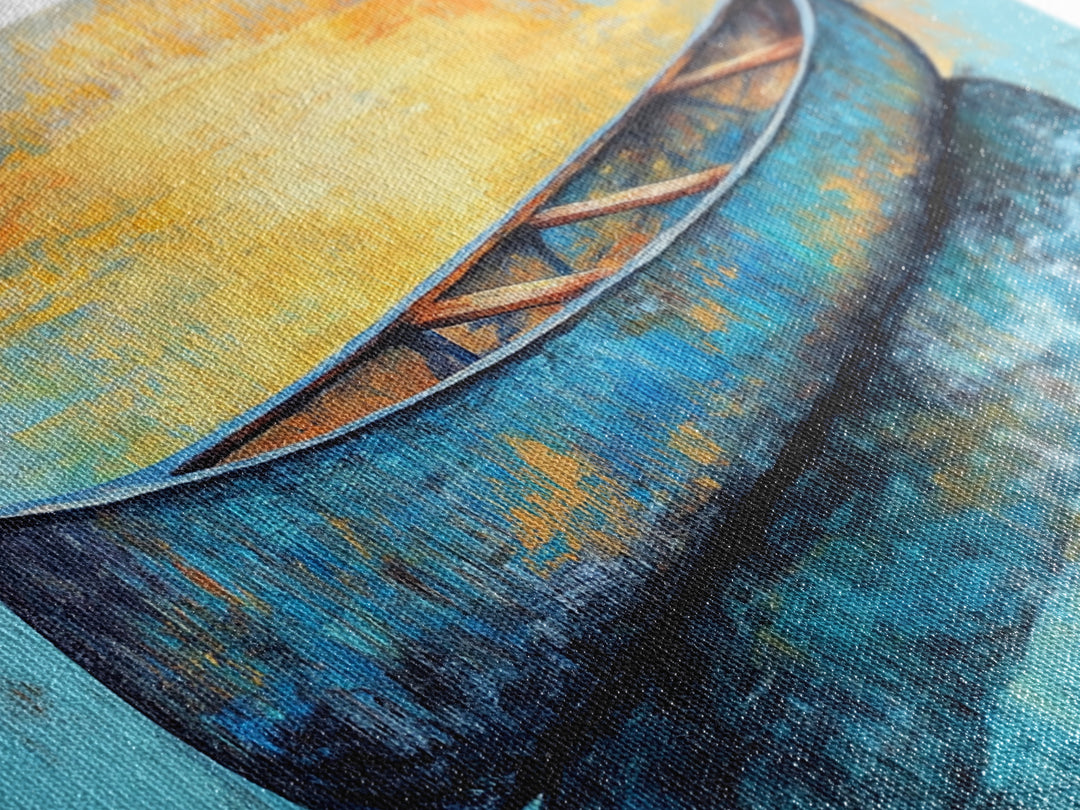 Canoe, Lake Art, Fly Fishing Art, Rustic Wall Art, Coastal Painting, Above Couch Art, Horizontal Wall Art, Framed Canvas Print, Nautical Decor