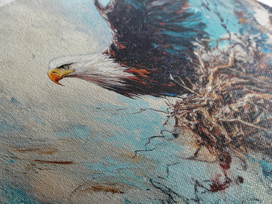 Bald Eagle, Bird Art, Rustic Decor, Wildlife Art, Mountain Painting, Southwest Wall Art, Living Room Art, Framed Canvas Print, Moody Art