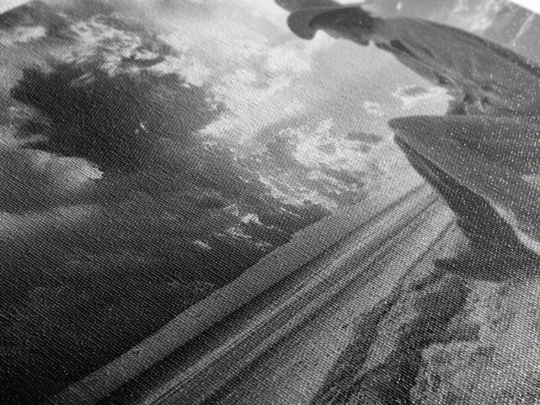 Cowboy on Beach, Moody Art, Western Wall Art, Dramatic Sky Print, Rustic Decor, Coastal Cowgirl Aesthetic, Framed Canvas Print, Scenic View