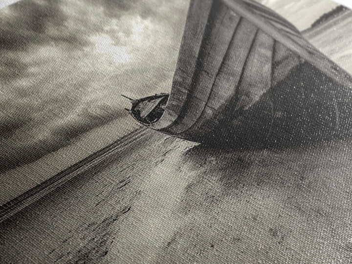 Abandoned Boat, Nautical Wall Art, Coastal Decor, Seascape Painting, Rustic Wall Art, Dramatic Sky, Framed Canvas Print, Panoramic Art