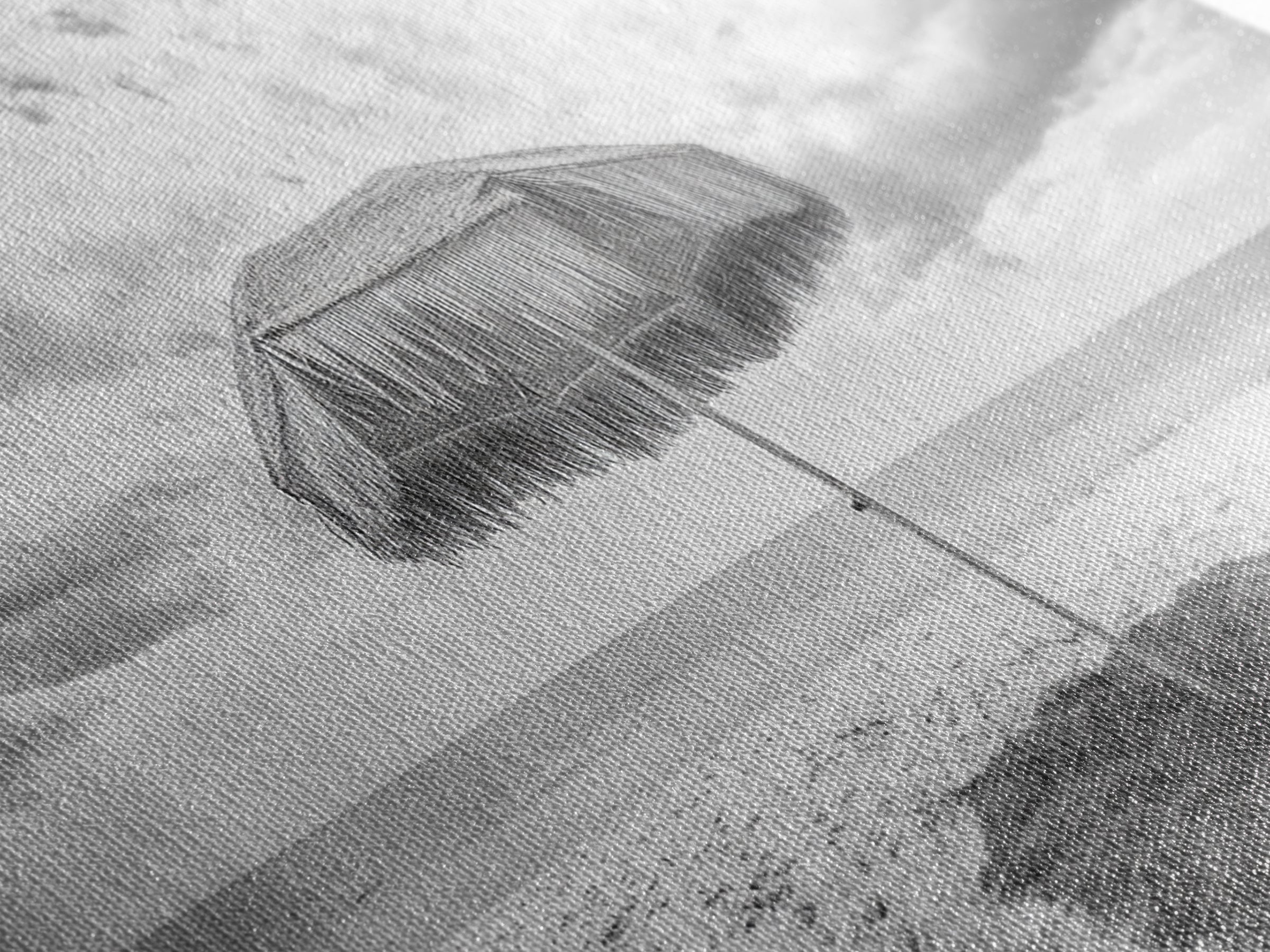 Beach Umbrella, Coastal Wall Art, Minimalist Art, Panoramic Art, Nautical Decor, Extra Wide Art, Coastal Landscape Art, Canvas Print