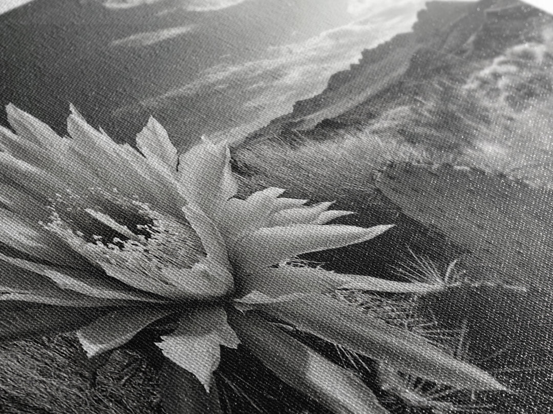 Cactus Bloom, botanical prints, wildflower painting, nature art, scenic mountain landscape, rustic wall art, southwest decor, Framed Canvas Print