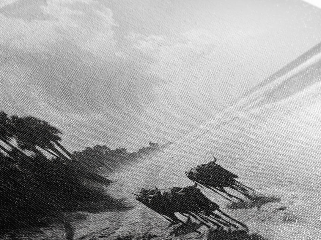 Cattle on beach, coastal cowgirl wall art, rustic decor, farmhouse art, landscape painting, panoramic painting, extra wide art, framed canvas print