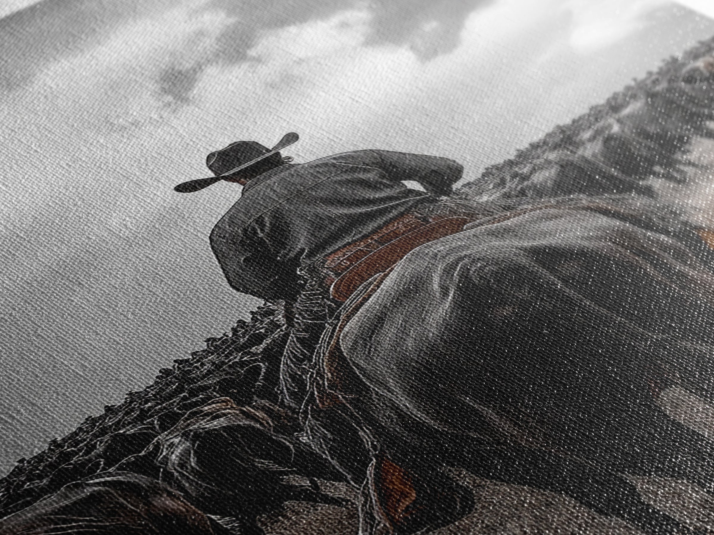 Cowboy, western art, cattle drive, ranch wall decor, framed canvas print, rustic farmhouse art, moody cowboy, country life painting