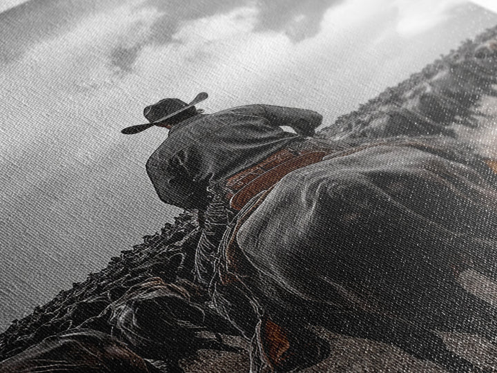 Cowboy, western art, cattle drive, ranch wall decor, framed canvas print, rustic farmhouse art, moody cowboy, country life painting