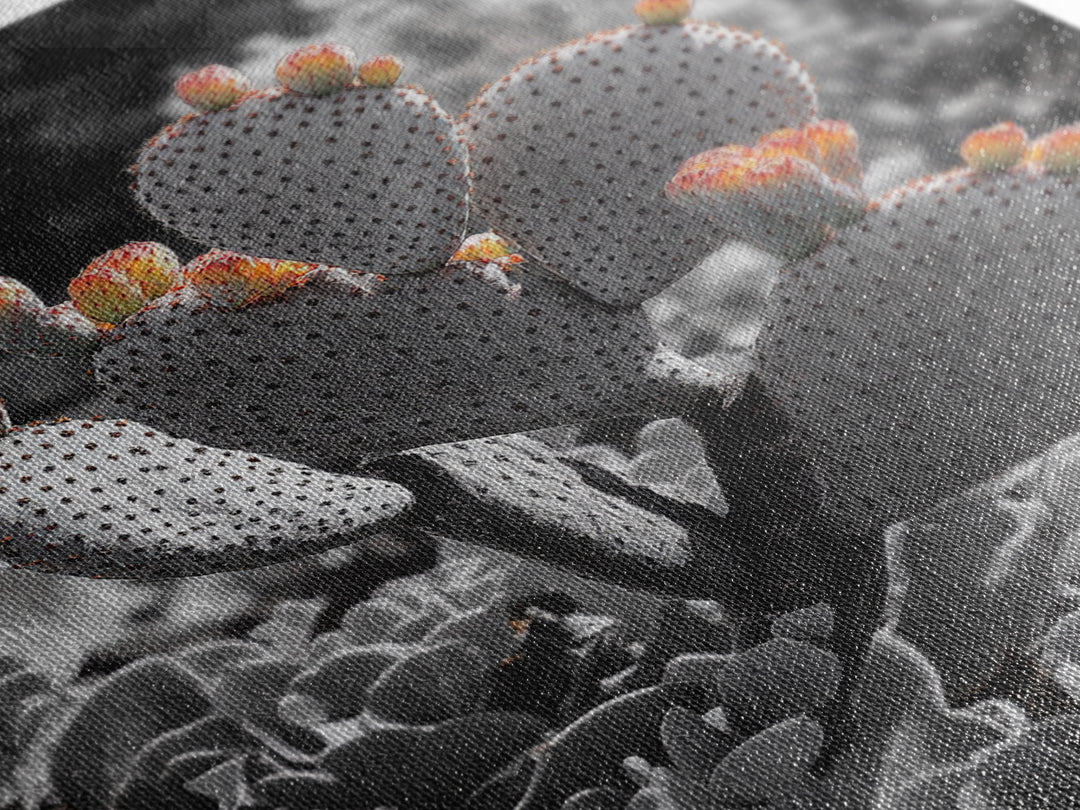 Desert cactus, southwest wall art, Joshua tree art, framed canvas print, botanical prints, rustic boho decor, floral desert painting