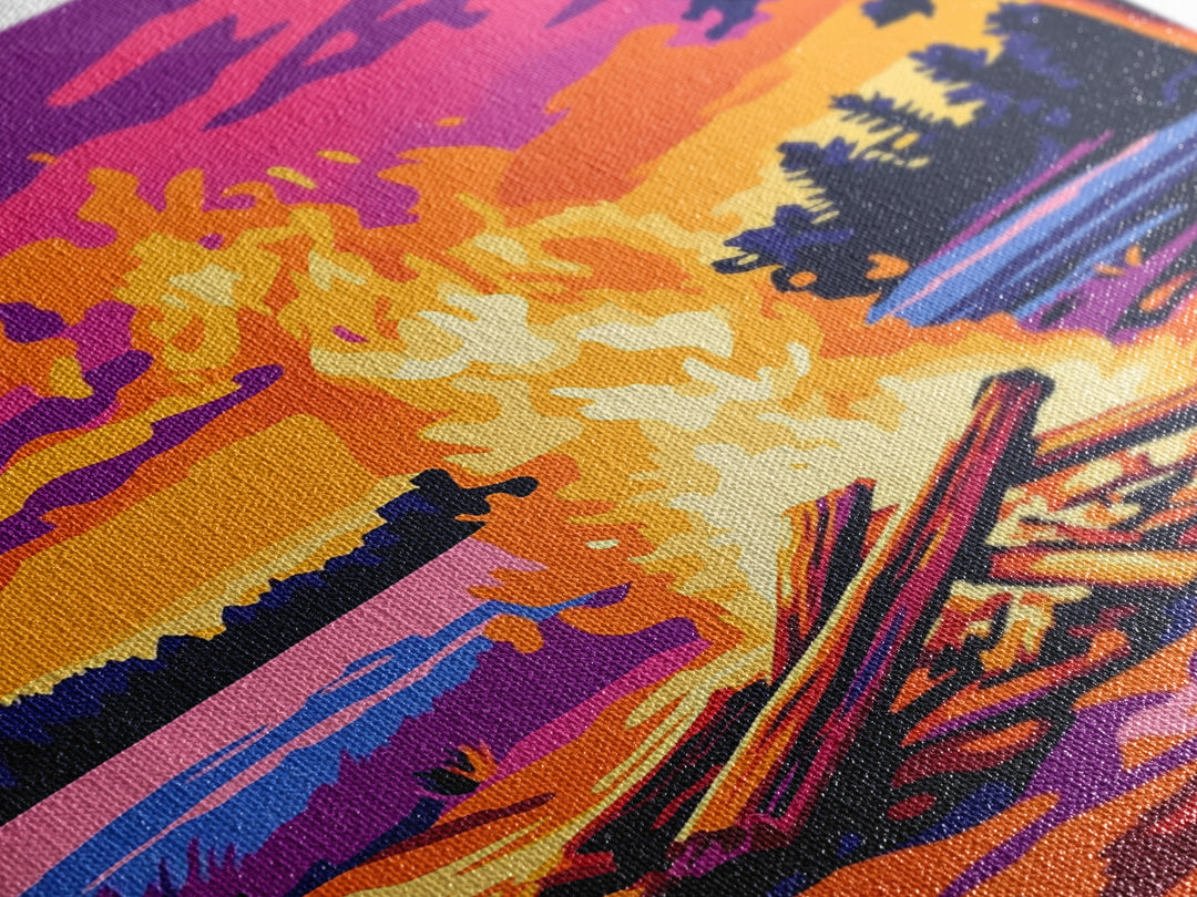 Campfire Scene, Autumn Wall Art, Rustic Decor, Canvas Print, Landscape Painting, Cozy Art, Outdoor Adventure, Gift Idea, Boho Art