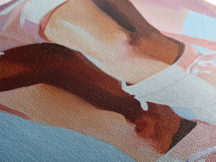 Cowgirl Boots, black cowgirl painting, coastal cowgirl wall art, rustic decor, light pink wall art, western aesthetic, Framed Canvas Print