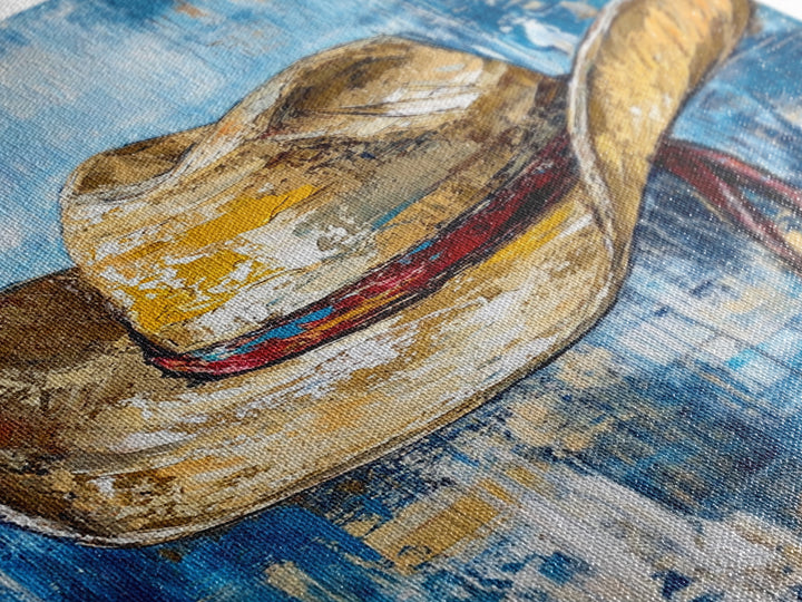 Cowboy Hat, Western Decor, Rustic Wall Art, Coastal Cowgirl Wall Art, Canvas Print, Gift Idea For Him, Farmhouse Art, Bedroom Art