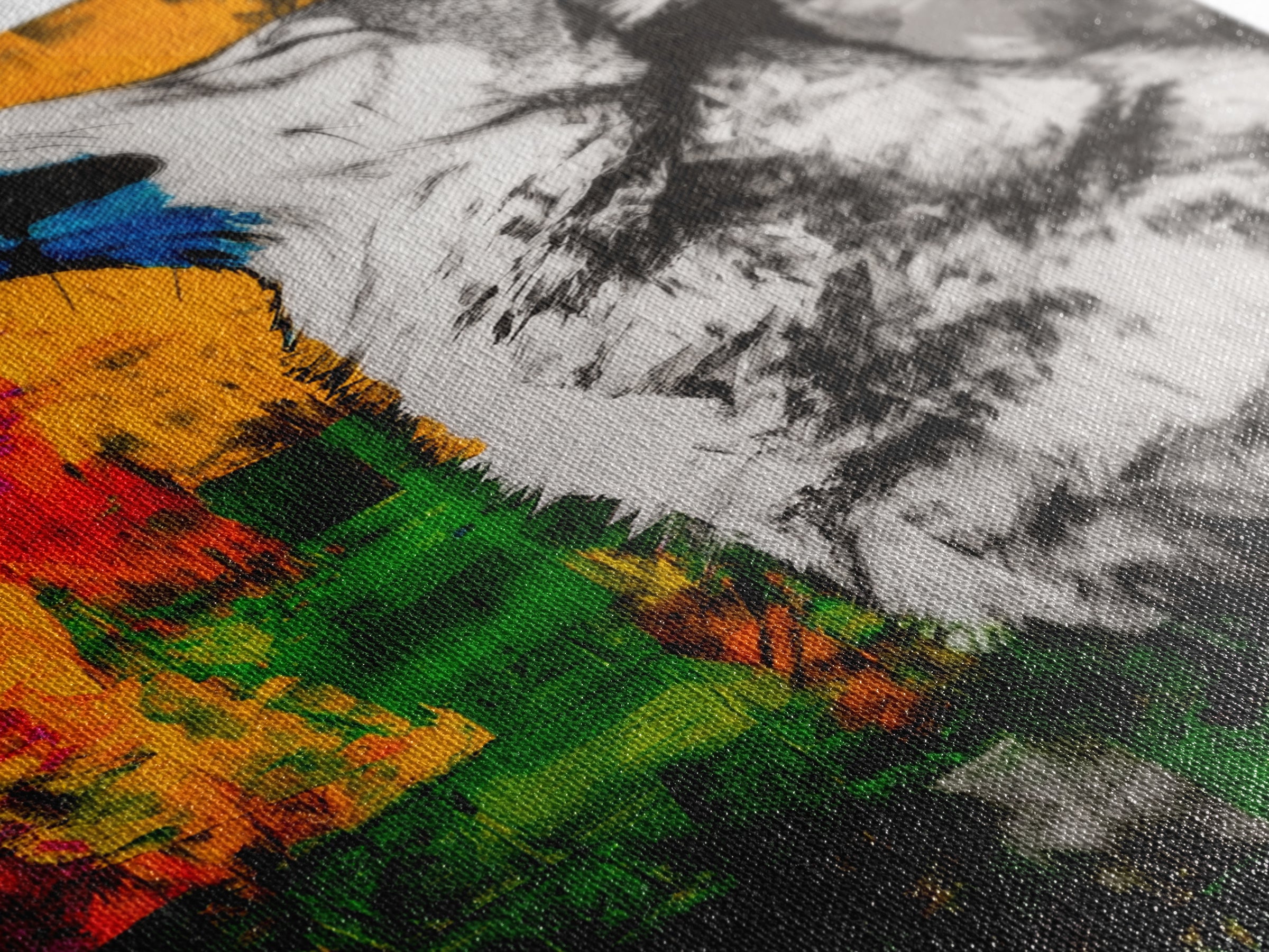 Black and White Wolf, graffiti wall art, rustic decor, moody art, southwest wall art, framed canvas print, dark romance painting