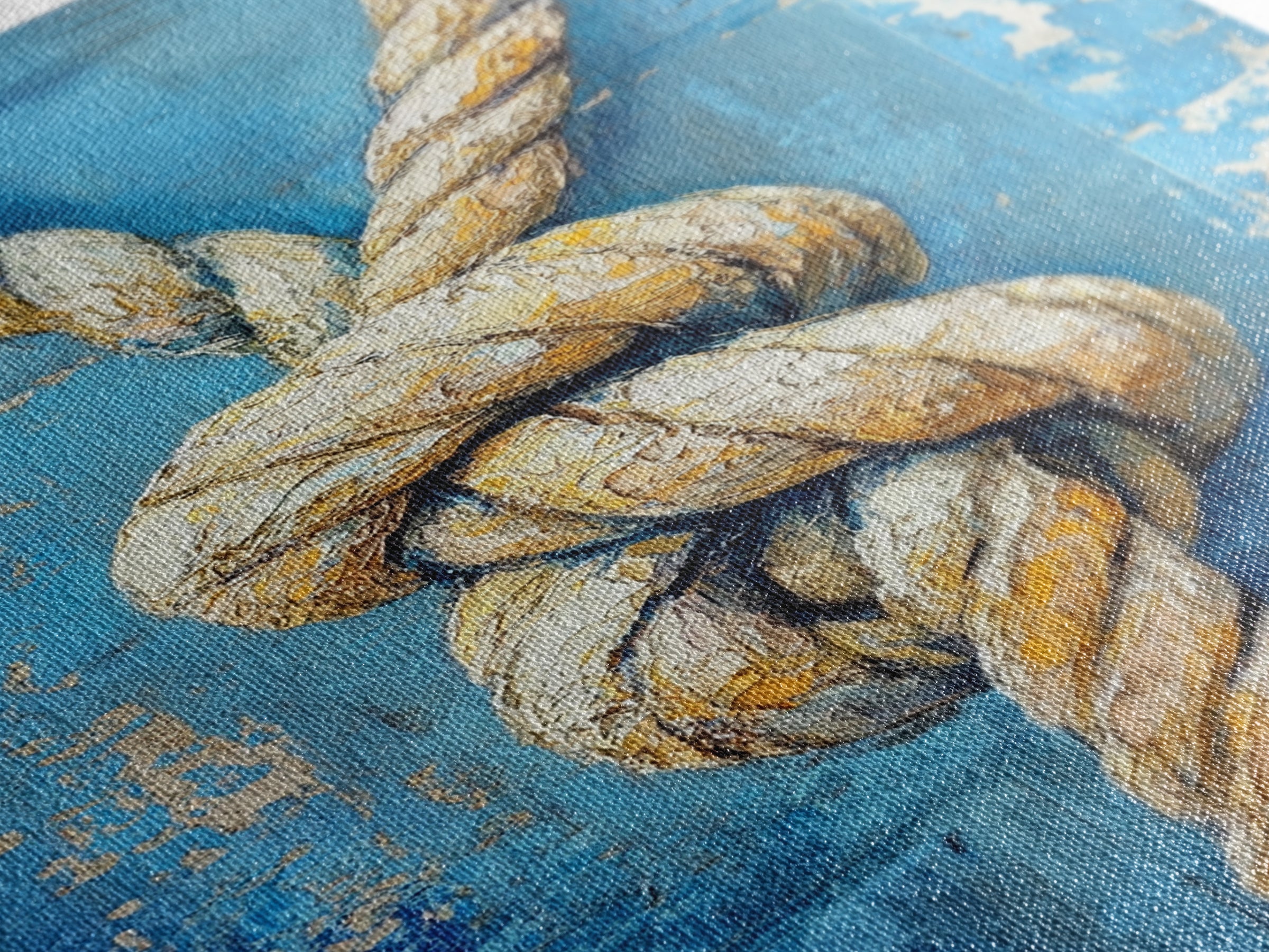 Nautical Knot, Coastal Wall Art, Framed Canvas Print, nautical decor, rustic art, textured painting, nautical painting, coastal cowgirl wall art