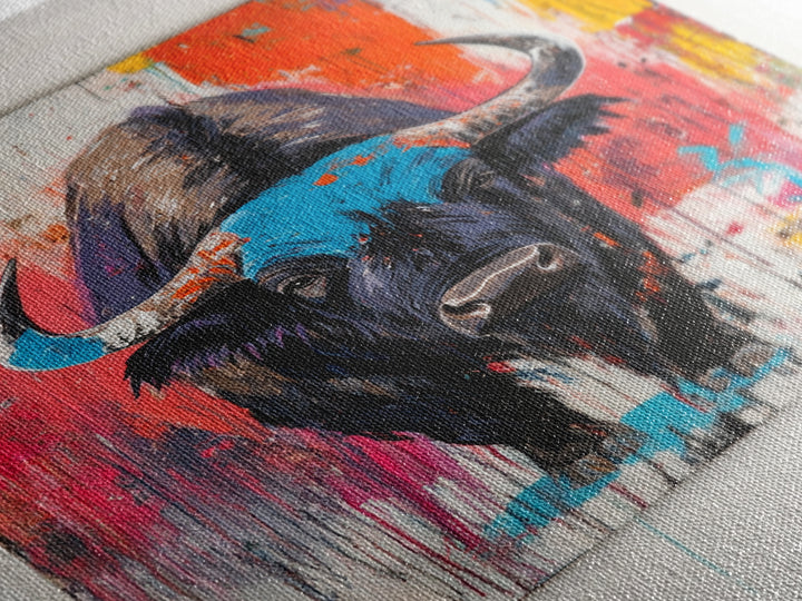 Bold Bison, Modern Southwest Art, Bull And Bear Art, Rustic Decor, Framed Canvas Print, Western Wall Art, Moody Art, Ranch Home Art