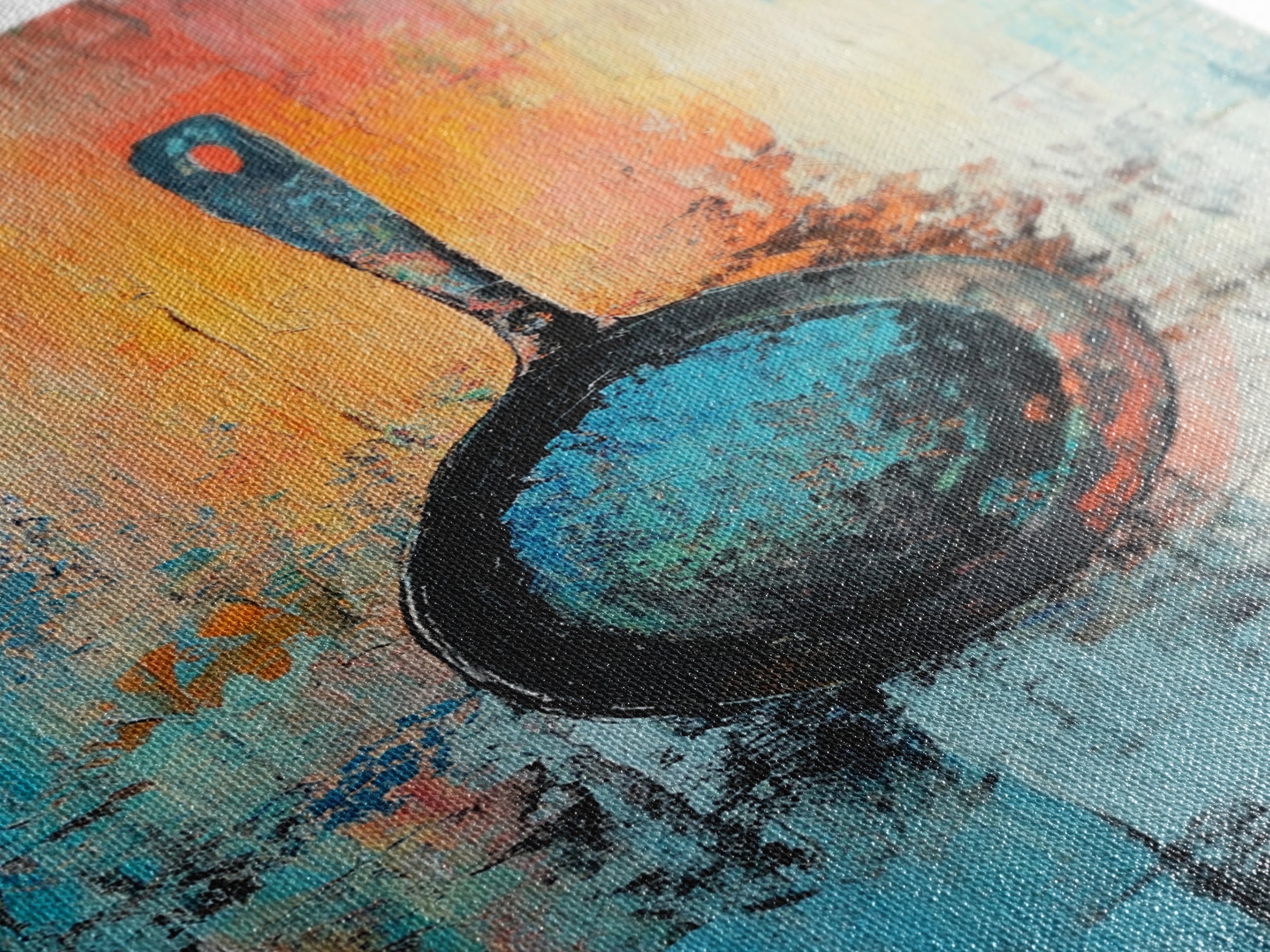 Abstract Frying Pan, kitchen art, food review kitchen art, rustic decor, geometric wall art, coffee wall art, Canvas Print