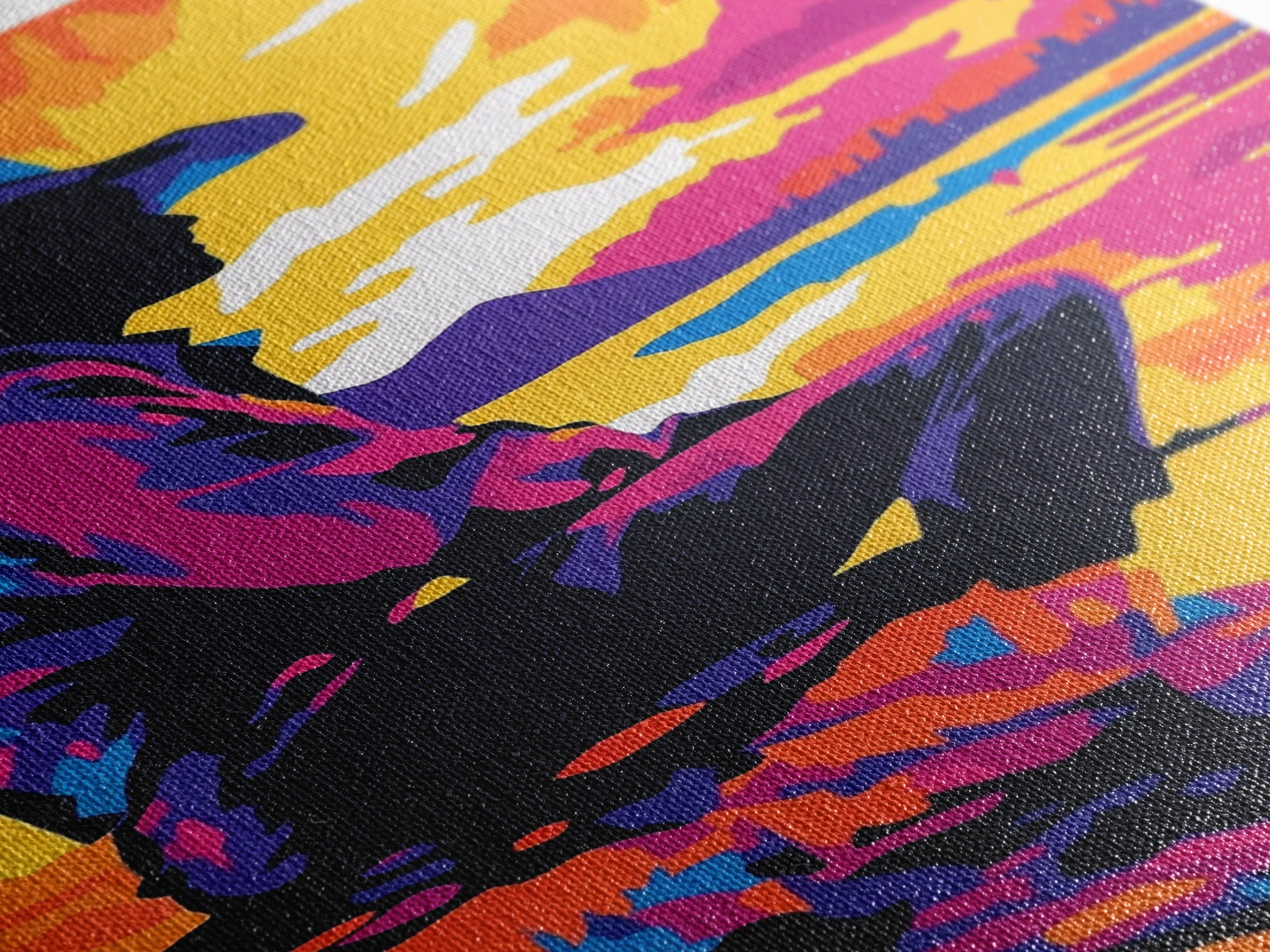 Cowboy Silhouette Sunset, southwest wall art, rustic decor, boho art, western art, pink orange wall art, canvas print, gift idea for him