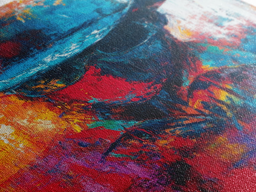 Abstract Cowboy Portrait, southwest wall art, rustic art, boho art, western art, lofi art, framed canvas print, gift idea for him