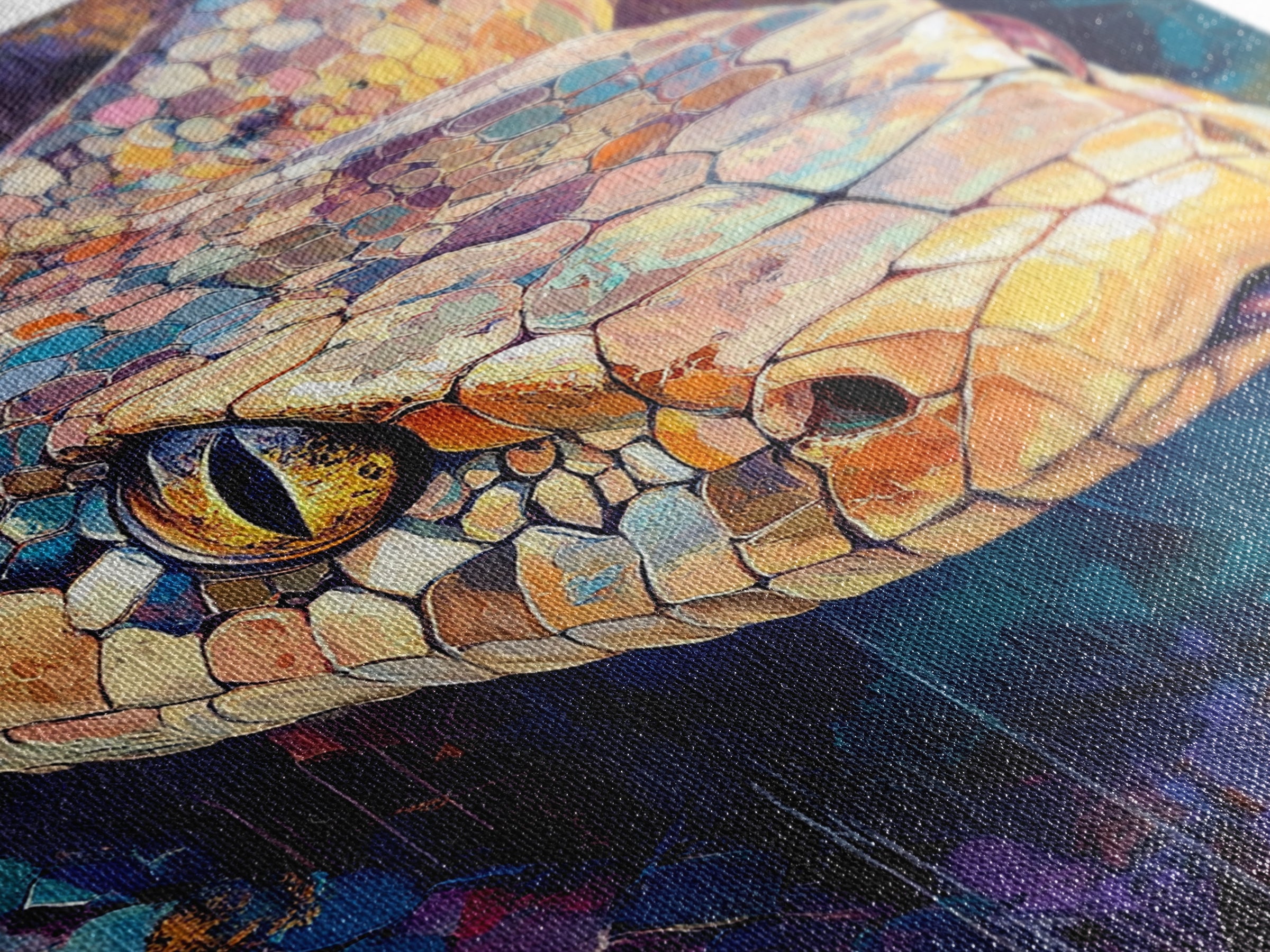 Moody Snake Art, Abstract Wildlife Painting, Colorful Serpent, Southwest Decor, Rustic Art, Framed Canvas Print, Unique Gift