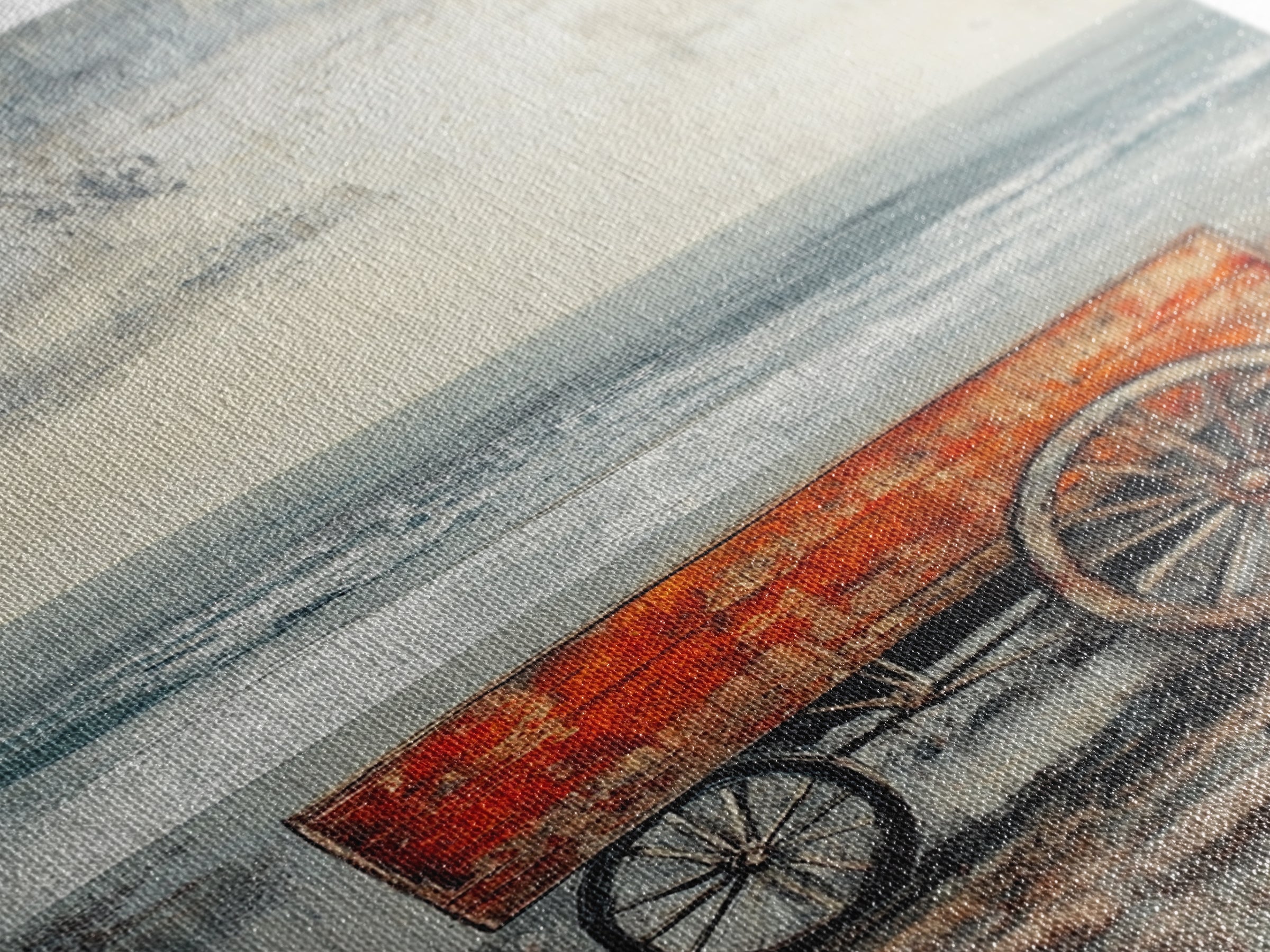 Coastal Wagon, Rustic Art, Framed Canvas Print, Nautical Decor, Moody Art, Minimalist Art, Wabi Sabi Art, Coastal Landscape Art