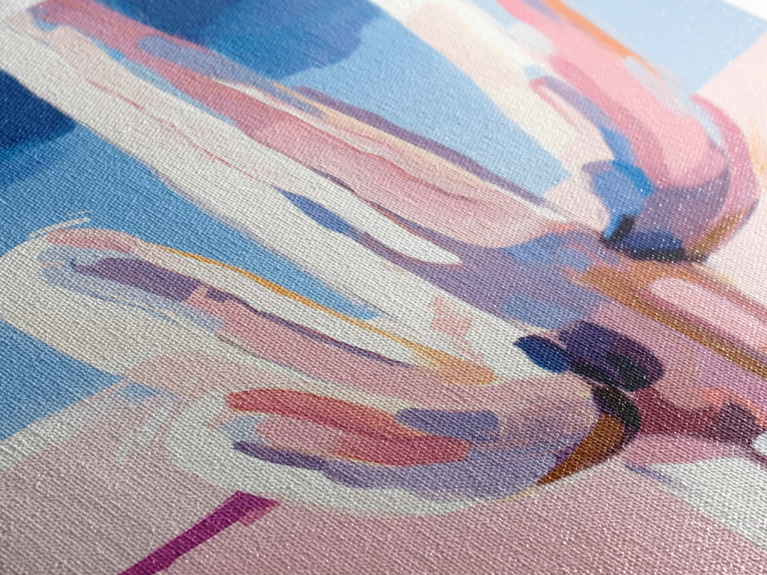 Abstract Cactus, Pastel Desert, Minimalist Landscape, Southwest Wall Art, Canvas Print, Vertical Wall Art, Boho Art, Light Pink Wall Art