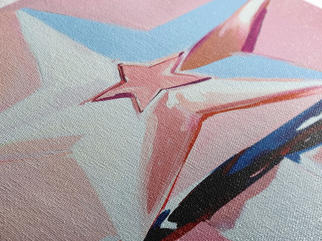 Pastel Star Painting, Light Pink Wall Art, Abstract Star Art, Whimsical Art, Matisse Wall Art, Canvas Print, Minimalist Art, Bedroom Art
