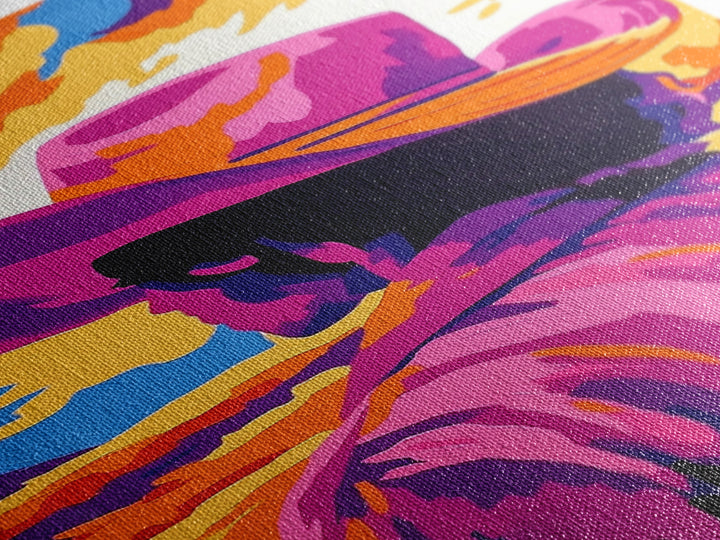 Vibrant Cowboy Painting, Chicano Art, Western Sunset Art, Pink Orange Wall Art, Afrocentric Wall Art, Canvas Print, Southwest Decor, Rustic Wall Art