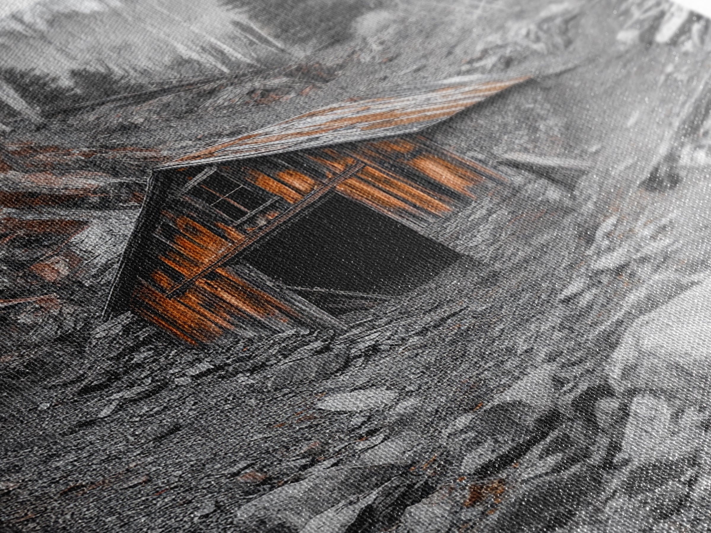 Cabin in the Woods, Rustic Barn Art, Wabi Sabi Wall Art, Moody Nature Art, Farmhouse Wall Art, Gift Idea, Framed Canvas Print, Boho Art