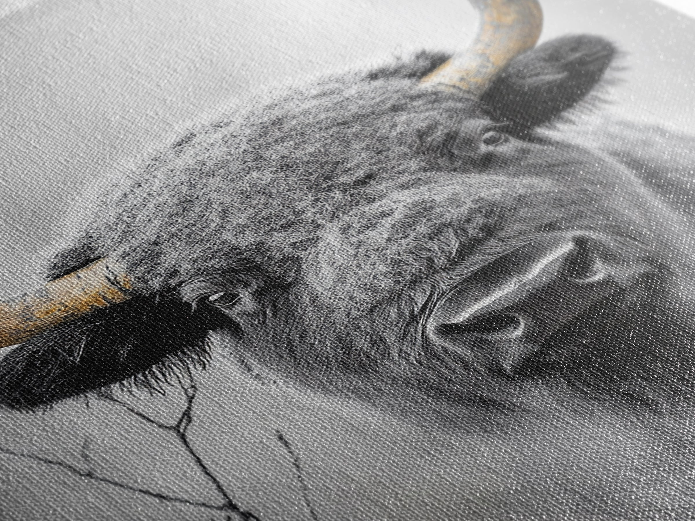 Bison, buffalo art, wildlife painting, framed canvas print, rustic decor, western wall art, moody nature, farmhouse animal art, southwest