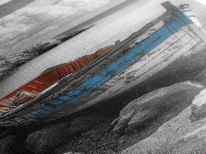 Rustic Boat Painting, Coastal Decor, Nautical Wall Art, Seascape Painting, Beach House Art, Gift Idea, Canvas Print, Wabi Sabi Art