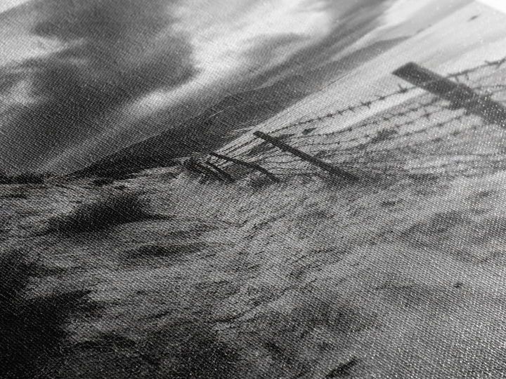 Coastal Path, stormy beach, dramatic sky, coastal wall art, black and white, framed canvas print, moody landscape, nautical decor