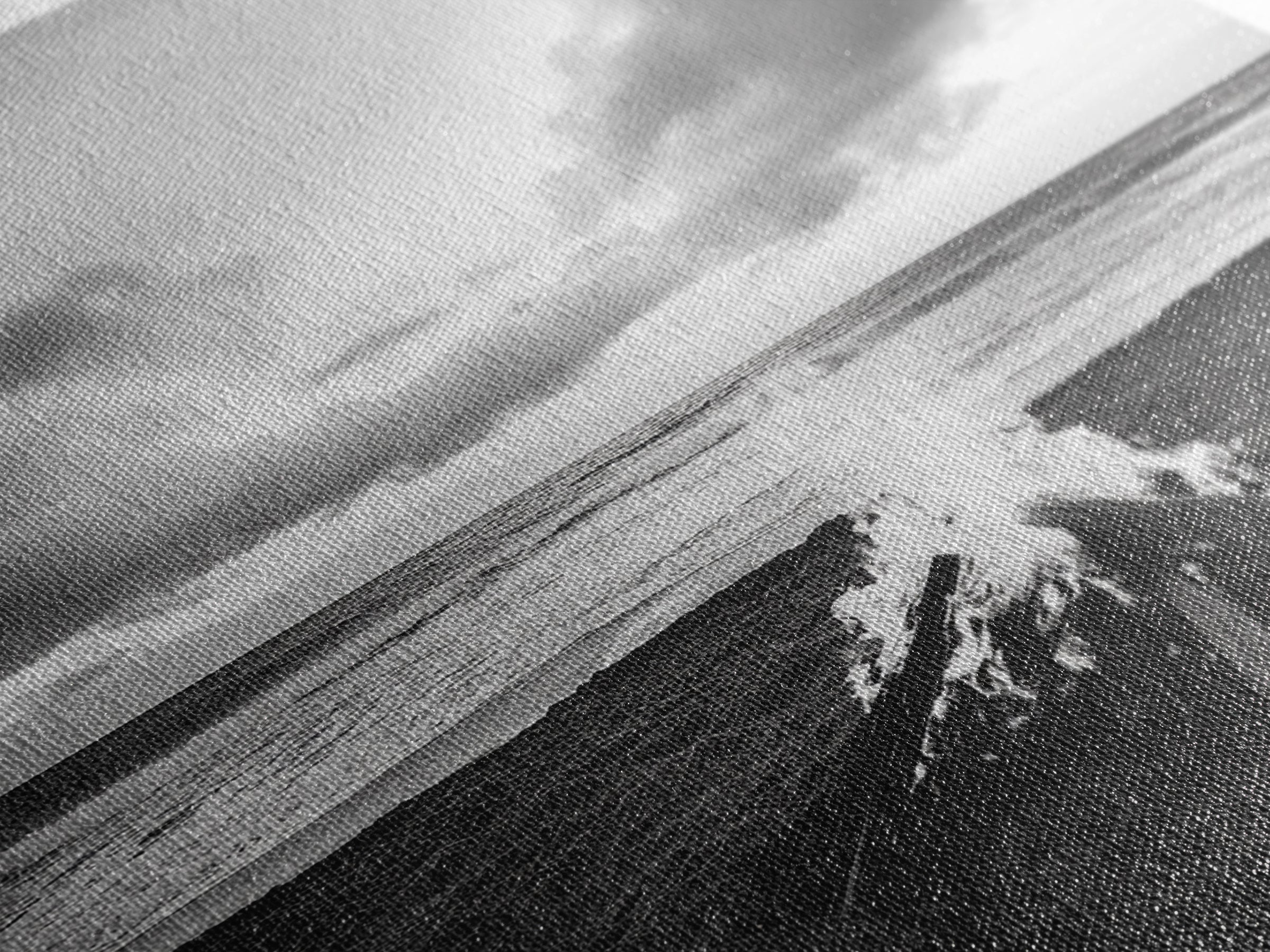 Beach Bonfire, coastal landscape art, rustic decor, moody art, dramatic seascape, black and white, framed canvas print, nautical wall art