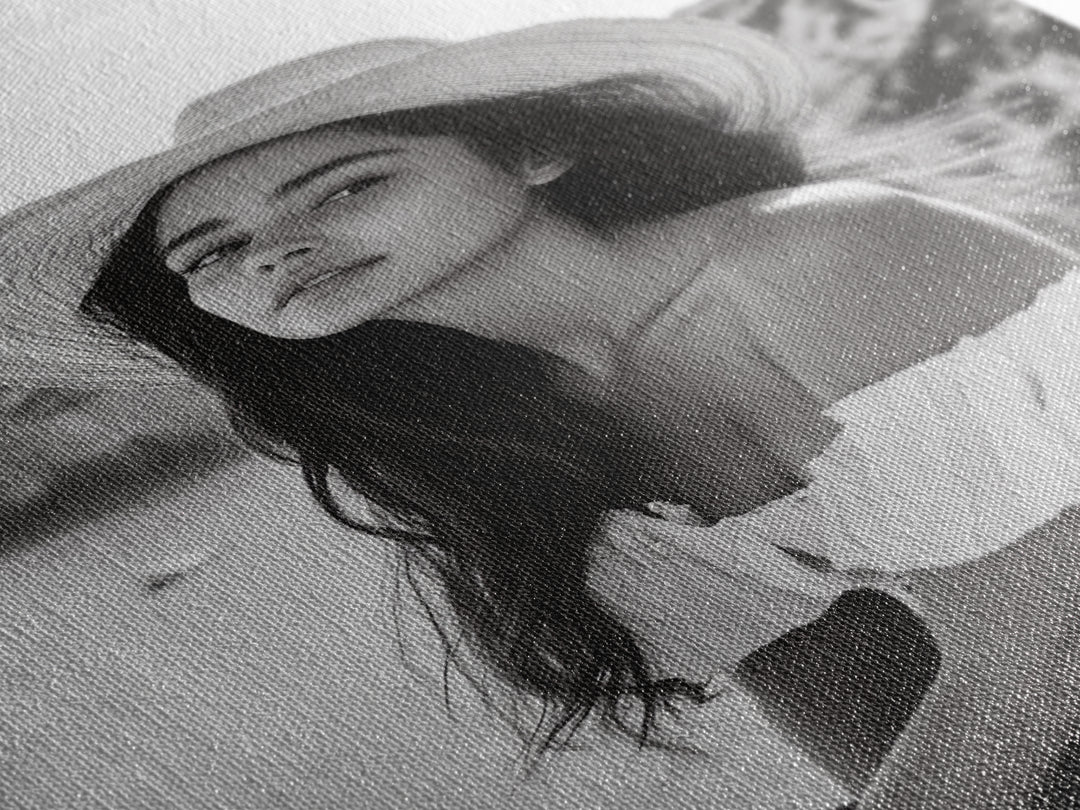 Coastal cowgirl wall art, boho art, framed canvas print, ocean photography, rustic decor, beach aesthetic, seascape painting, black and white art