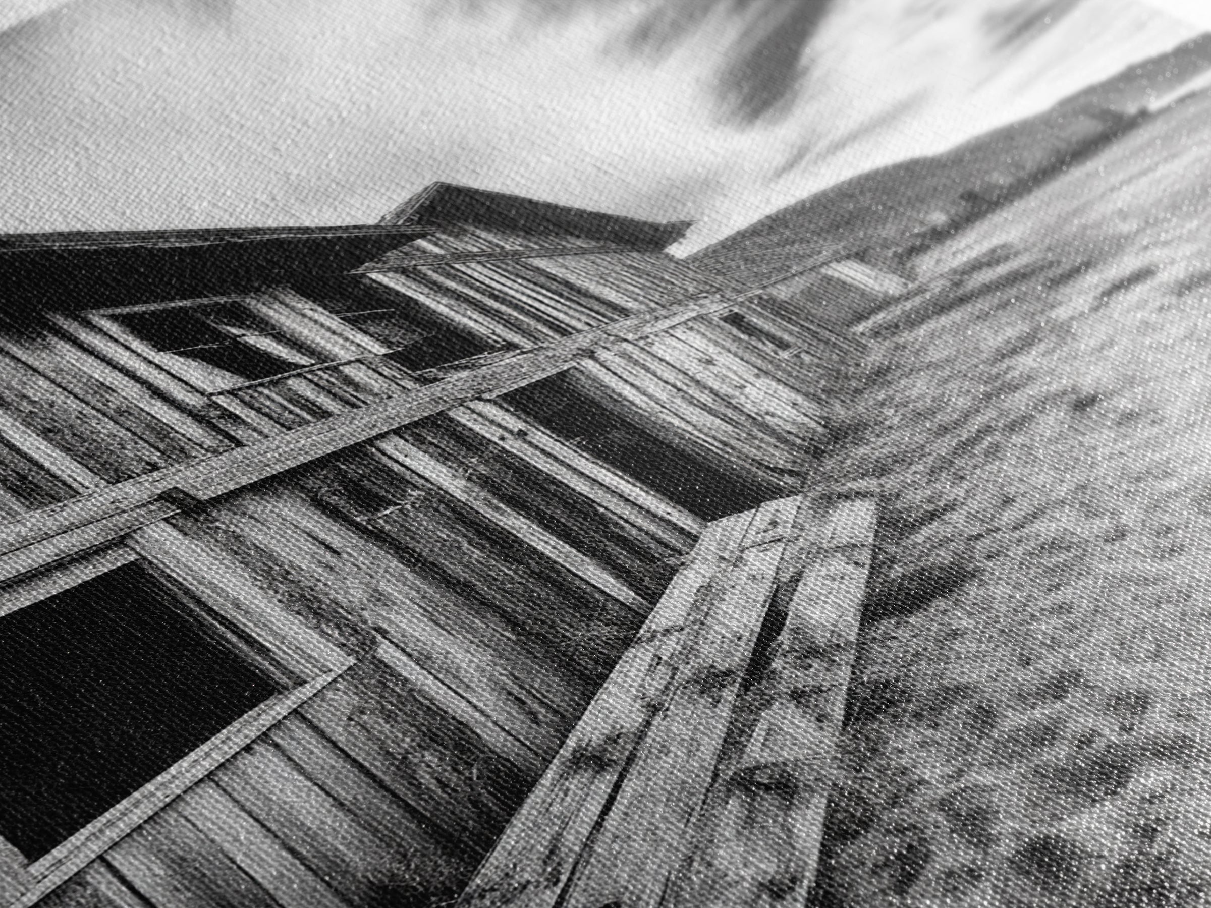 Rustic barn, farmhouse art, abandoned building, vintage Christmas, moody art, black and white wall art, wabi sabi wall art, framed canvas print