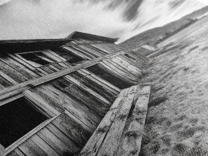 Rustic barn, farmhouse art, abandoned building, vintage Christmas, moody art, black and white wall art, wabi sabi wall art, framed canvas print