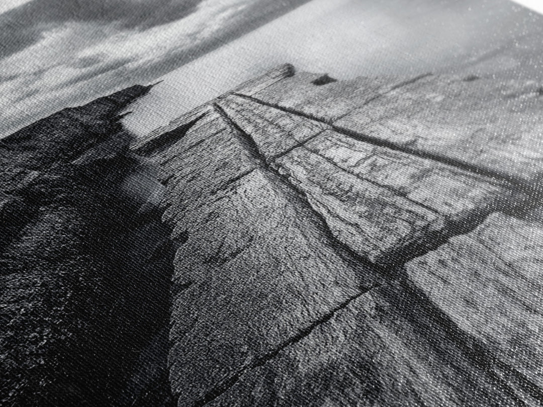 Cliffside view, nautical decor, rustic photography, seascape painting, wabi sabi art, black and white art, canvas print, above sofa art