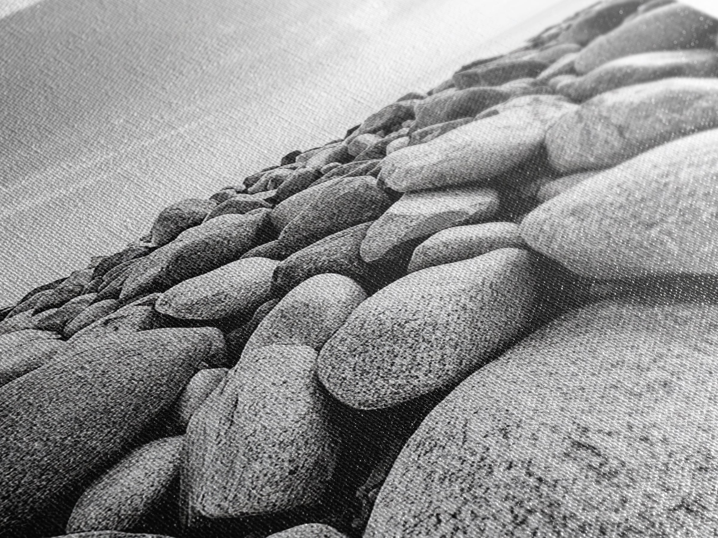 Stone beach, coastal landscape art, black and white art, wabi sabi wall art, minimalist art, nature photography, framed canvas print