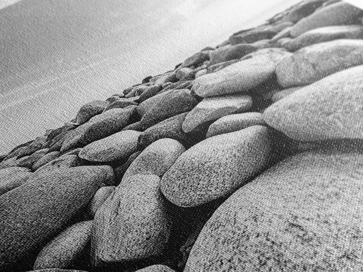 Stone beach, coastal landscape art, black and white art, wabi sabi wall art, minimalist art, nature photography, framed canvas print