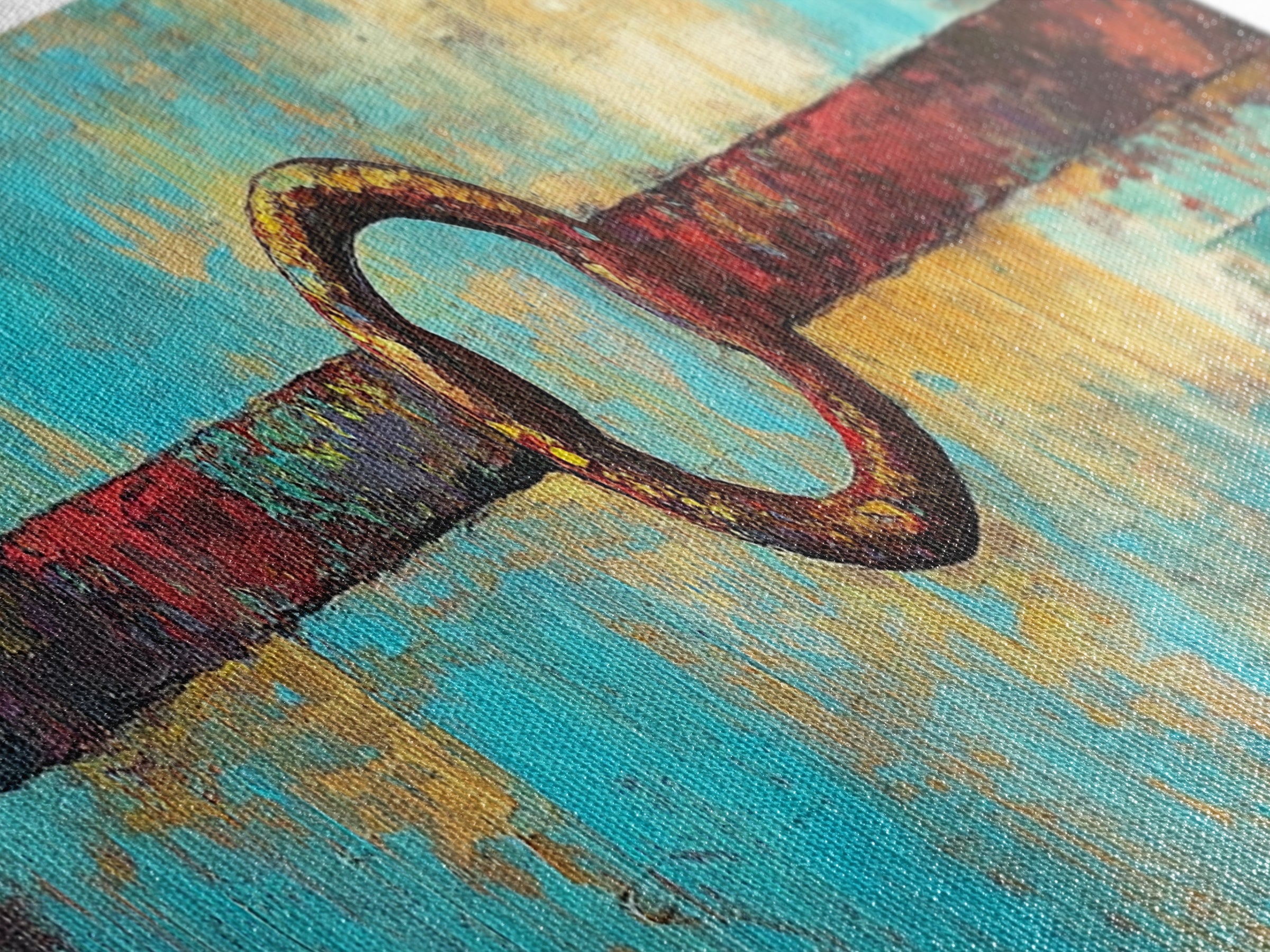 Abstract Metal Ring, geometric wall art, southwest wall art, rustic decor, moody art, tall narrow art, wabi sabi art, Framed Canvas Print