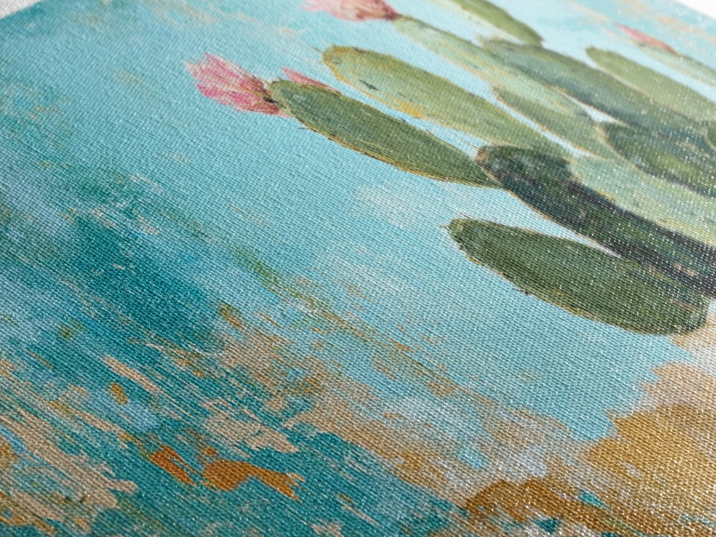 Blooming Cactus, agave painting, botanical prints, desert landscape art, teal wall art, wabi sabi art, rustic decor, Framed Canvas Print