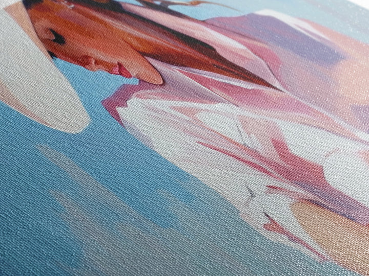 Cowgirl Art Print, Light Pink Wall Art, Southwest Wall Art, Canvas Print, Rustic Decor, Minimalist Art, Living Room Art