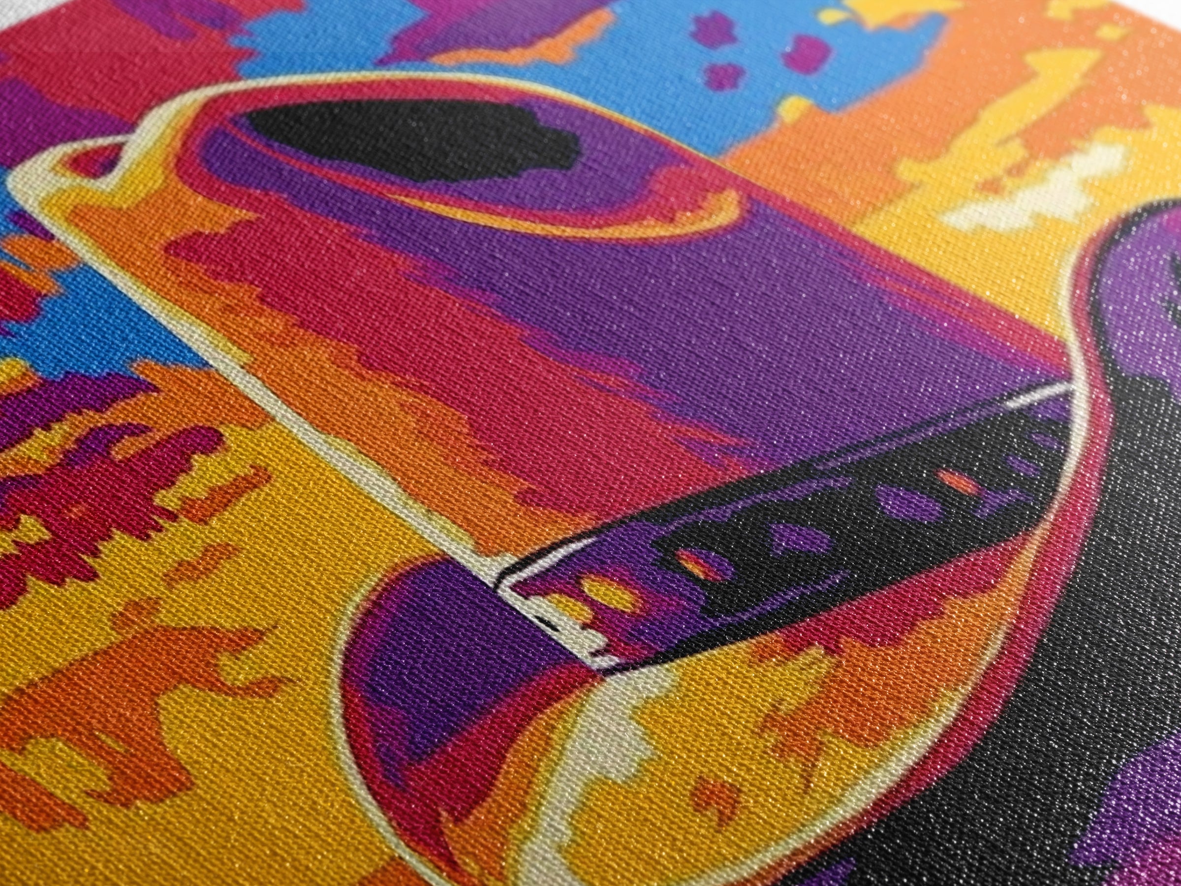 Cowboy Hat at Sunset, Pink Orange Wall Art, Blotter Art, Canvas Print, Southwest Wall Art, Extra Wide Art, Coastal Cowgirl Wall Art