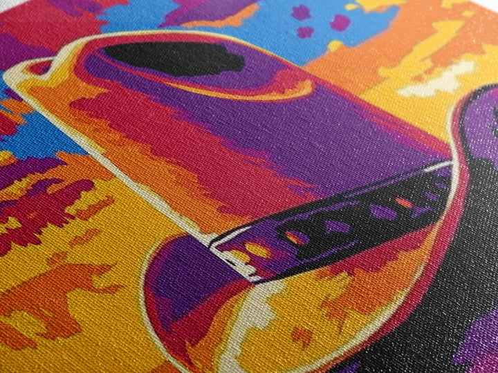 Cowboy Hat at Sunset, Pink Orange Wall Art, Blotter Art, Canvas Print, Southwest Wall Art, Extra Wide Art, Coastal Cowgirl Wall Art