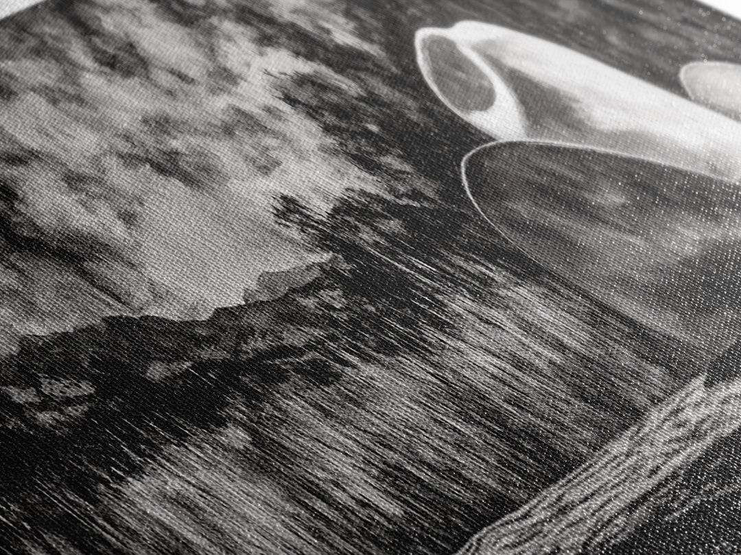 Black and White Art, cowboy hat painting, rustic decor, farmhouse art, extra wide art, panoramic art, framed canvas print, landscape painting