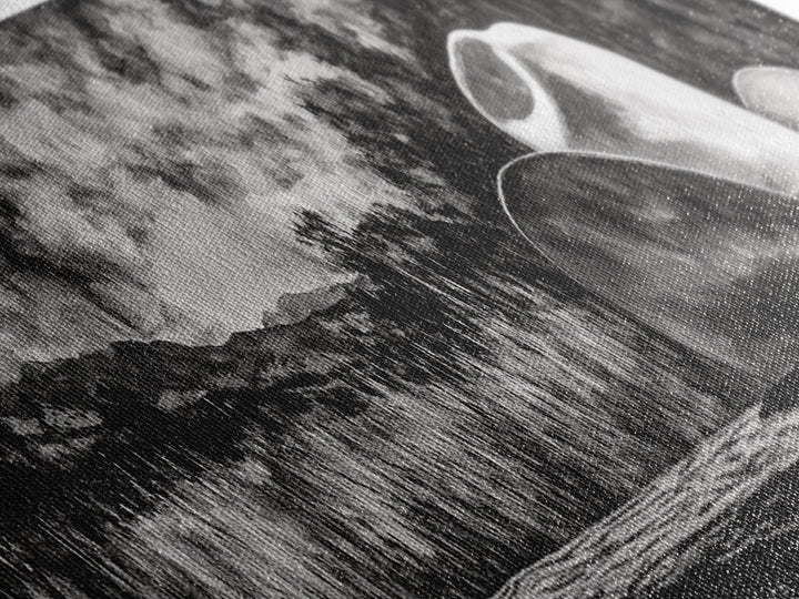 Black and White Art, cowboy hat painting, rustic decor, farmhouse art, extra wide art, panoramic art, framed canvas print, landscape painting