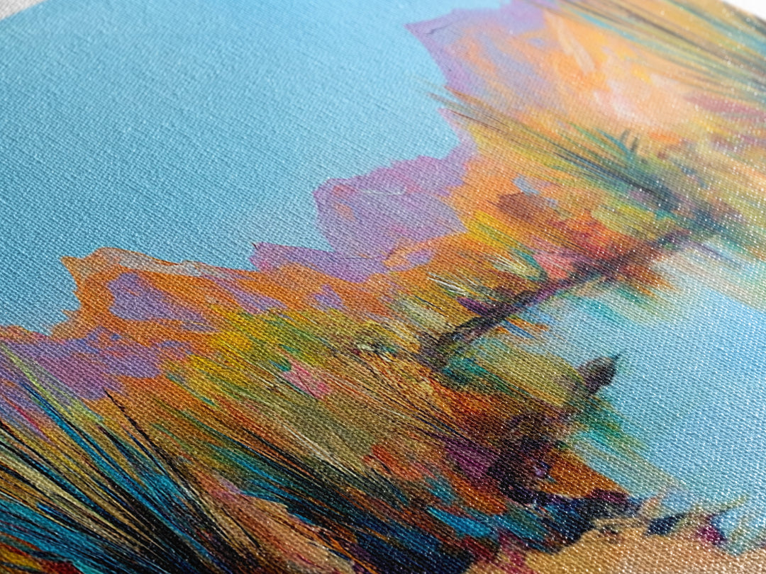 Coastal Landscape Art, Framed Canvas Print, Extra Wide Art, Lake Tahoe Art, Living Room Art, Panoramic Painting, Rustic Decor, Above Sofa Art